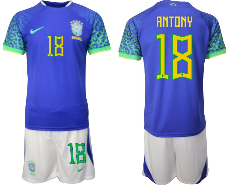 Men 2022 World Cup National Team Brazil away blue #18 Soccer Jerseys